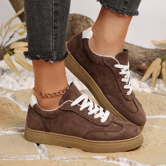 Womens suede lace-up sneakers side view
