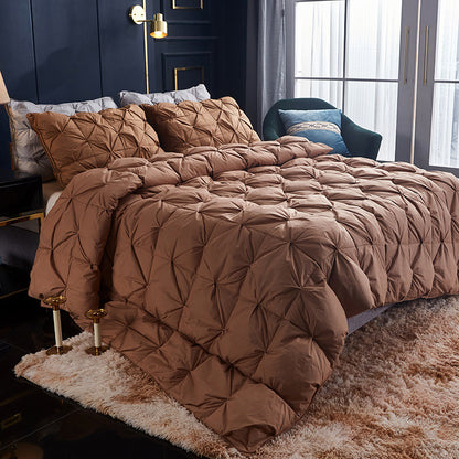 Luxe Twisted Goose Down Duvet – Ultra-Soft Cotton Cover, Pinch Pleat Design, All-Season Warmth & Cloud-Like Comfort
