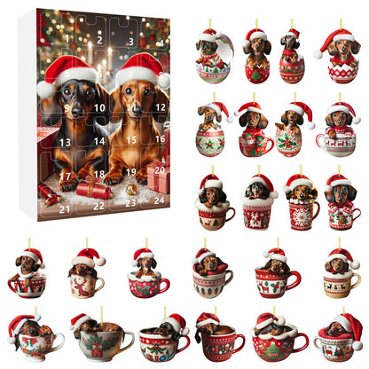 Dog in a cup Christmas ornaments set