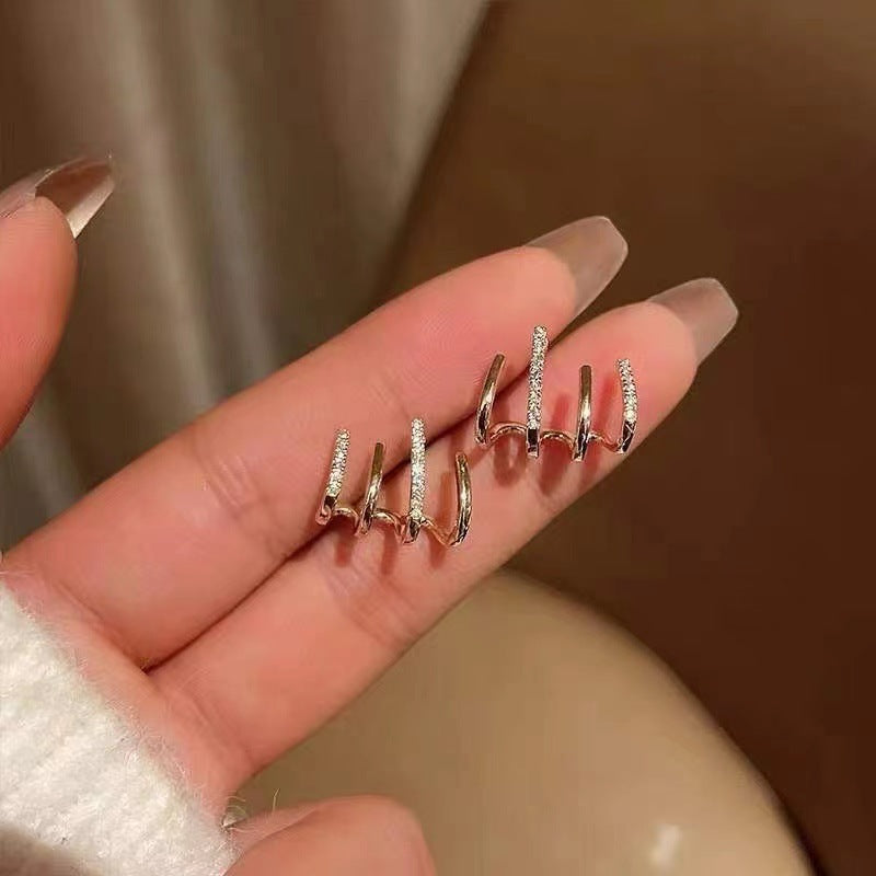 Radiant Earrings Diamond Four Claw Row Setting for Women Everyday Wear