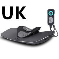 Thermal massager device with curved base and handheld remote controller