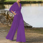 Wireless Jumpsuit with Deep V-Neck and High Waist for Women