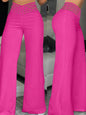 High-Waist Flared Pants with Sheer Mesh Patch for Office Wear