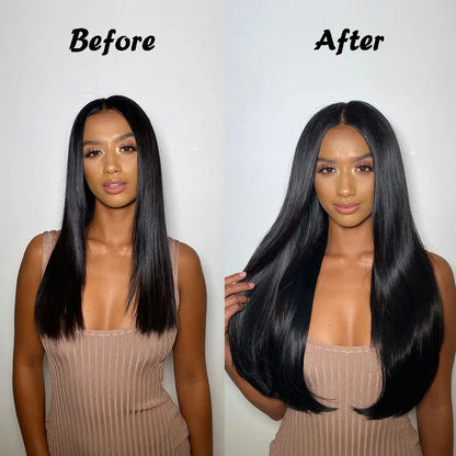 Heat-Resistant Clip-In Hair Extensions Five Clips for Dark Hair