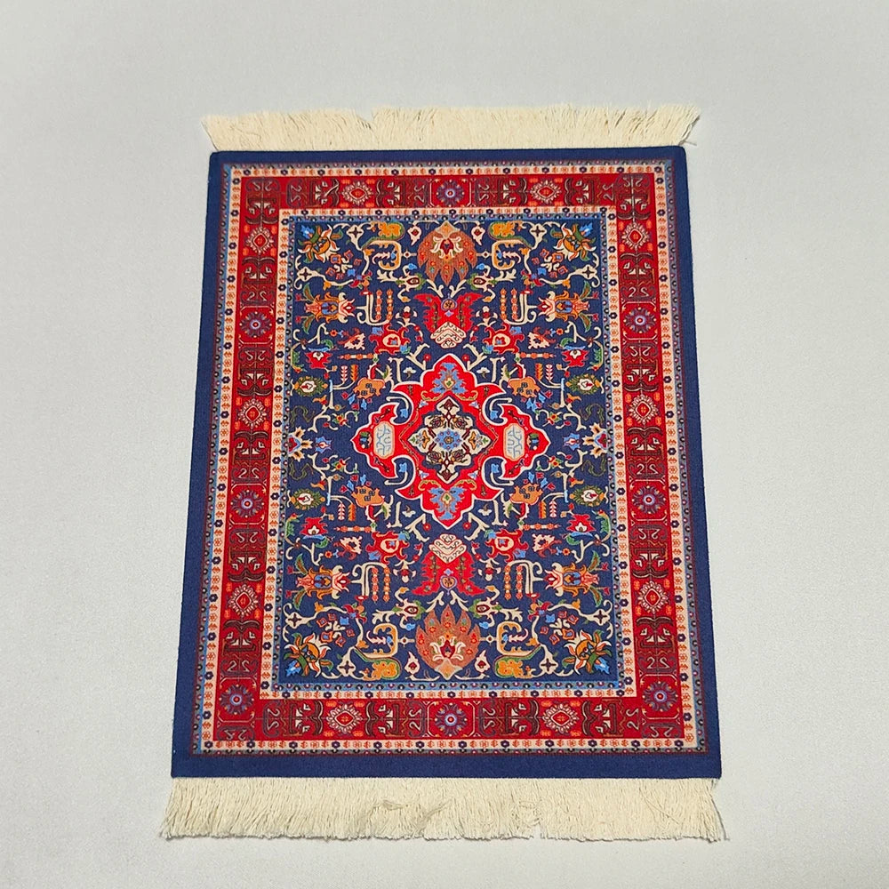 Persian carpet Woven flower small coaster wholesale merchants cheap mouse pad desk mat retro style rubber non-slip computer mats