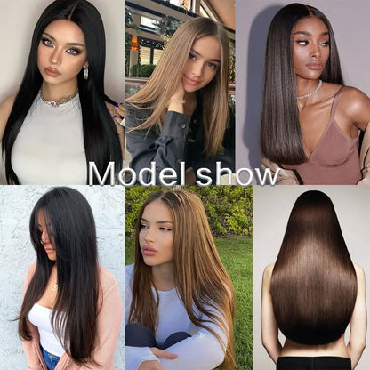 Heat-Resistant Clip-In Hair Extensions Five Clips for Dark Hair