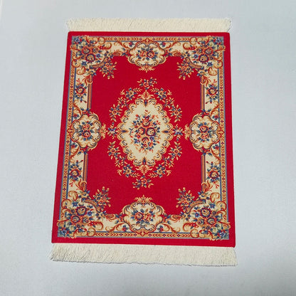 Persian carpet Woven flower small coaster wholesale merchants cheap mouse pad desk mat retro style rubber non-slip computer mats
