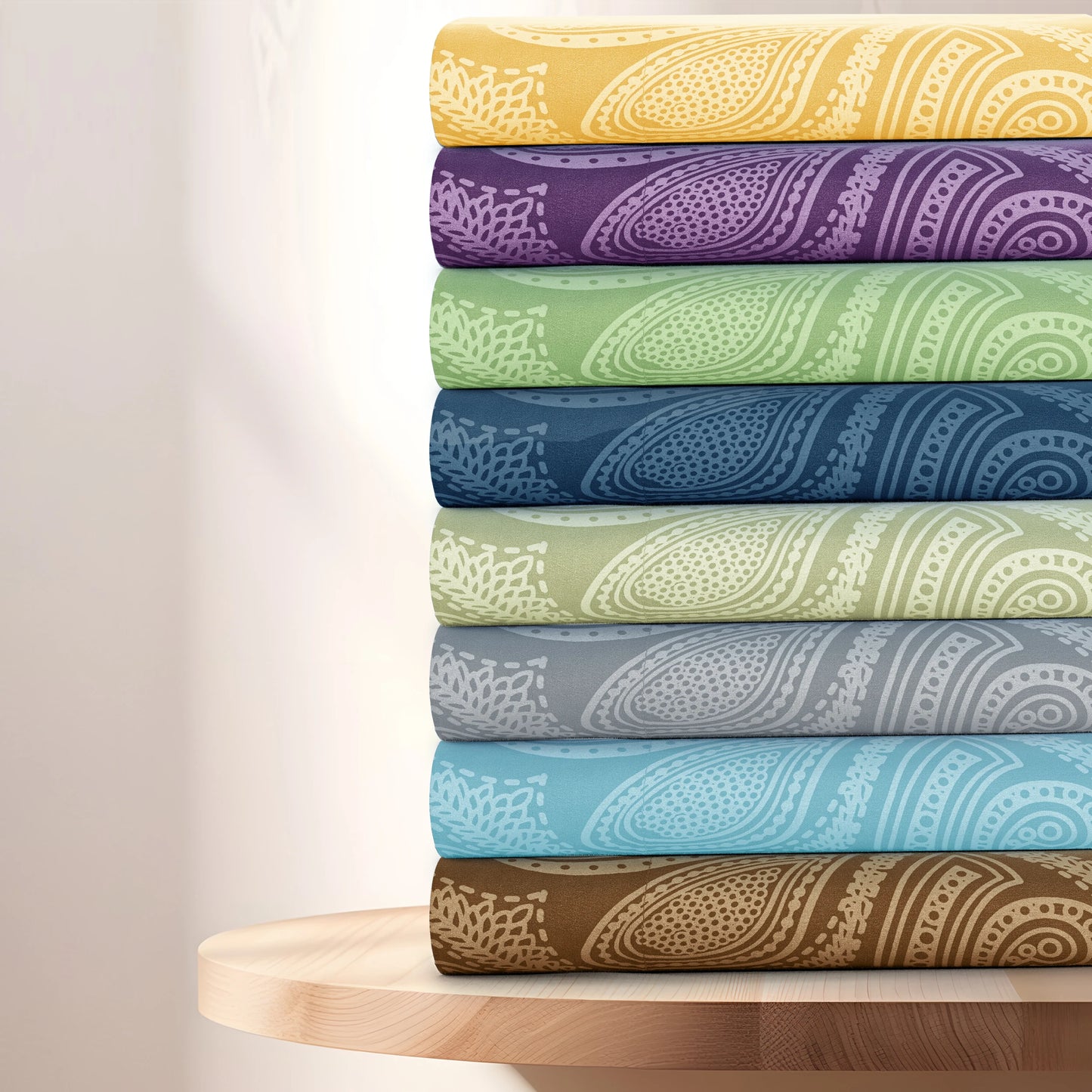 Wrinkle-Free Sheet Set With Paisley Print Microfiber Deep Pocket