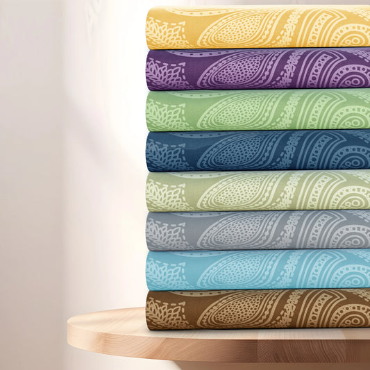 Wrinkle-Free Sheet Set With Paisley Print Microfiber Deep Pocket