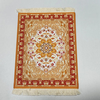 Persian carpet Woven flower small coaster wholesale merchants cheap mouse pad desk mat retro style rubber non-slip computer mats