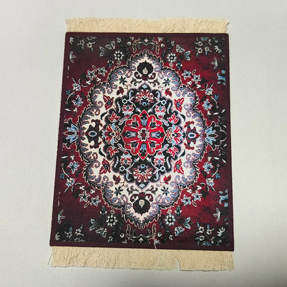 Persian carpet Woven flower small coaster wholesale merchants cheap mouse pad desk mat retro style rubber non-slip computer mats