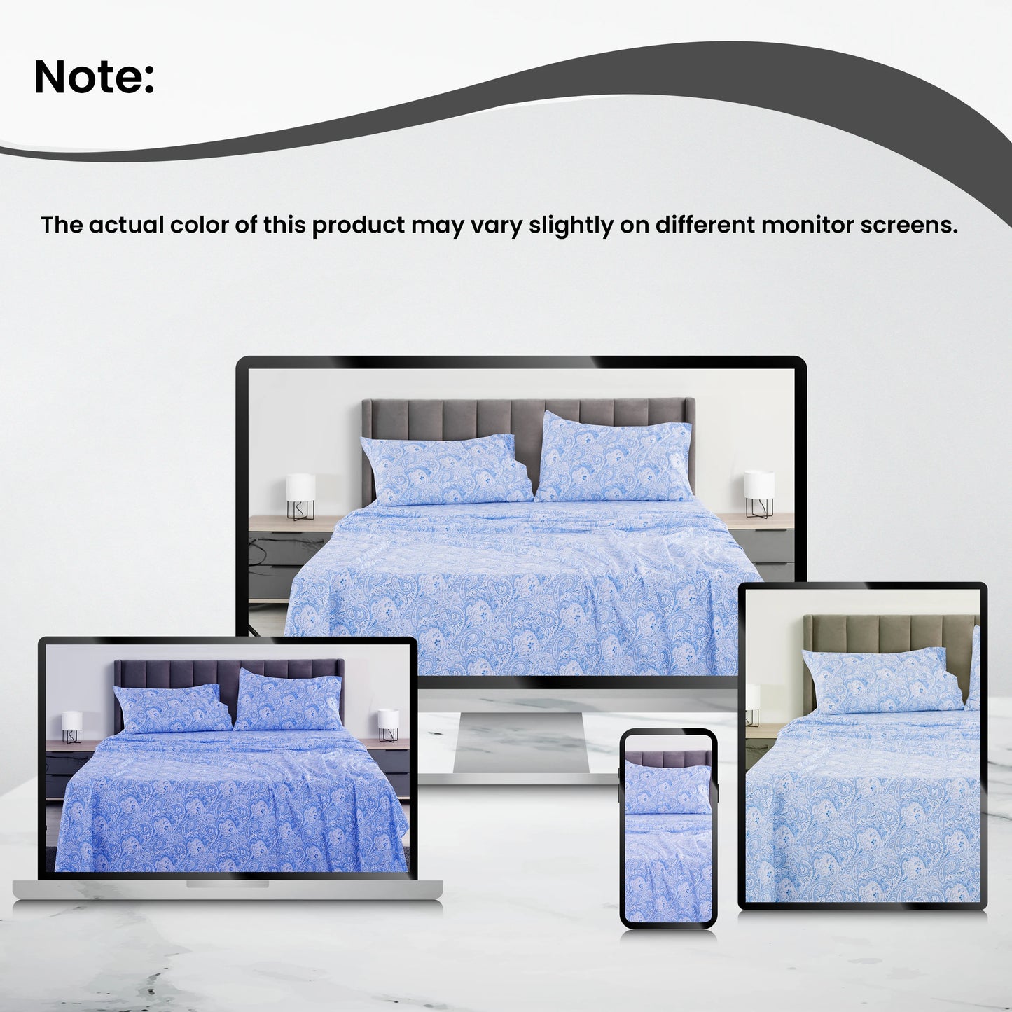 Wrinkle-Free Sheet Set With Paisley Print Microfiber Deep Pocket