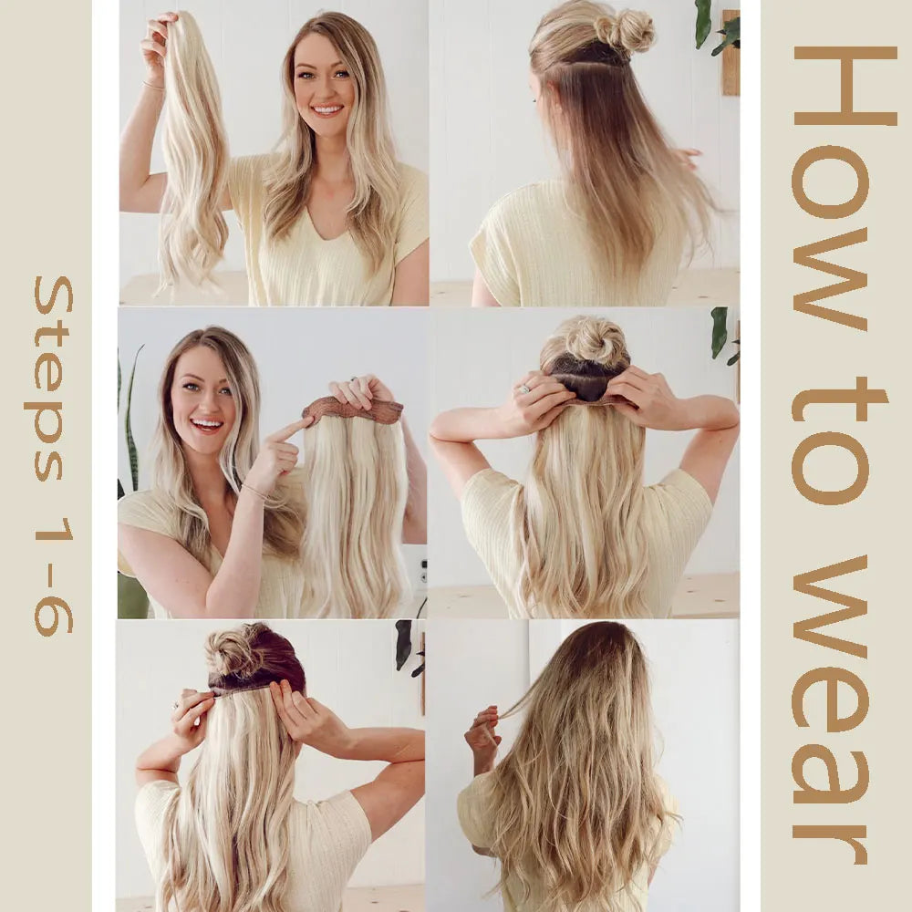 Heat-Resistant Clip-In Hair Extensions Five Clips for Dark Hair