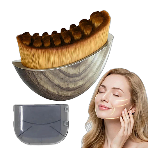 Natural Bristle Facial Cleansing Brush, product photo on a white background.