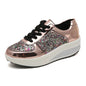 Women's Sequins Fashion Trendy Casual Shoes Thick Bottom Increase Anti-slip Ladies Muffin Shoes Breathable Women's Walking Shoes