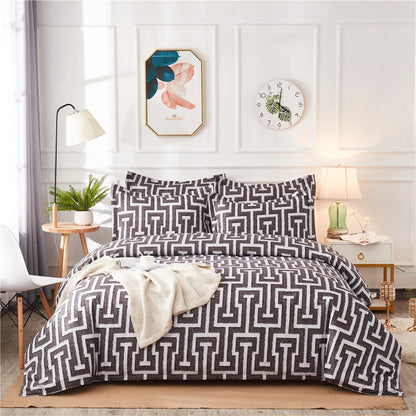 Geometric Pattern Duvet Cover Set for King and Queen Beds Gray