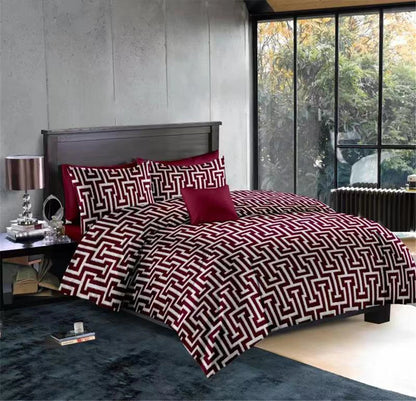 Geometric Pattern Duvet Cover Set for King and Queen Beds Gray