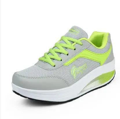 Women's lace-up rocker platform sneakers with cushioned sole