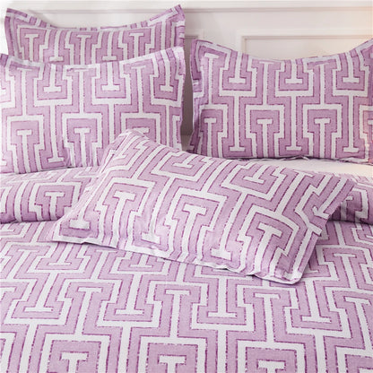 Geometric Pattern Duvet Cover Set for King and Queen Beds Gray