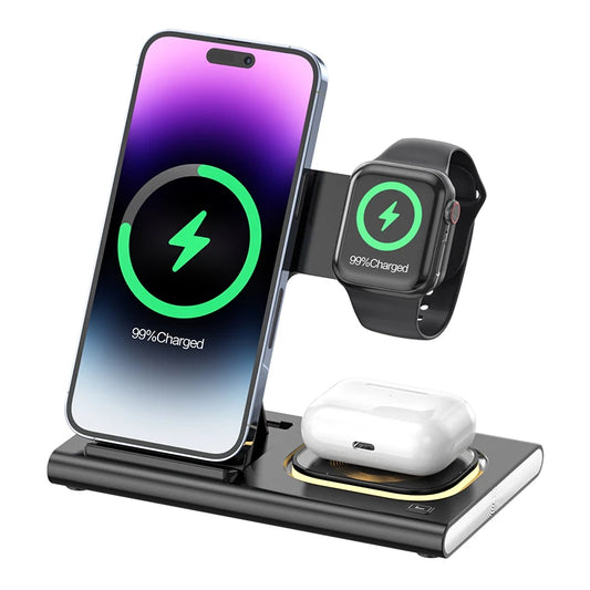 LED Lamp 3-in-1 Foldable Wireless Charger with 15W Fast Charging