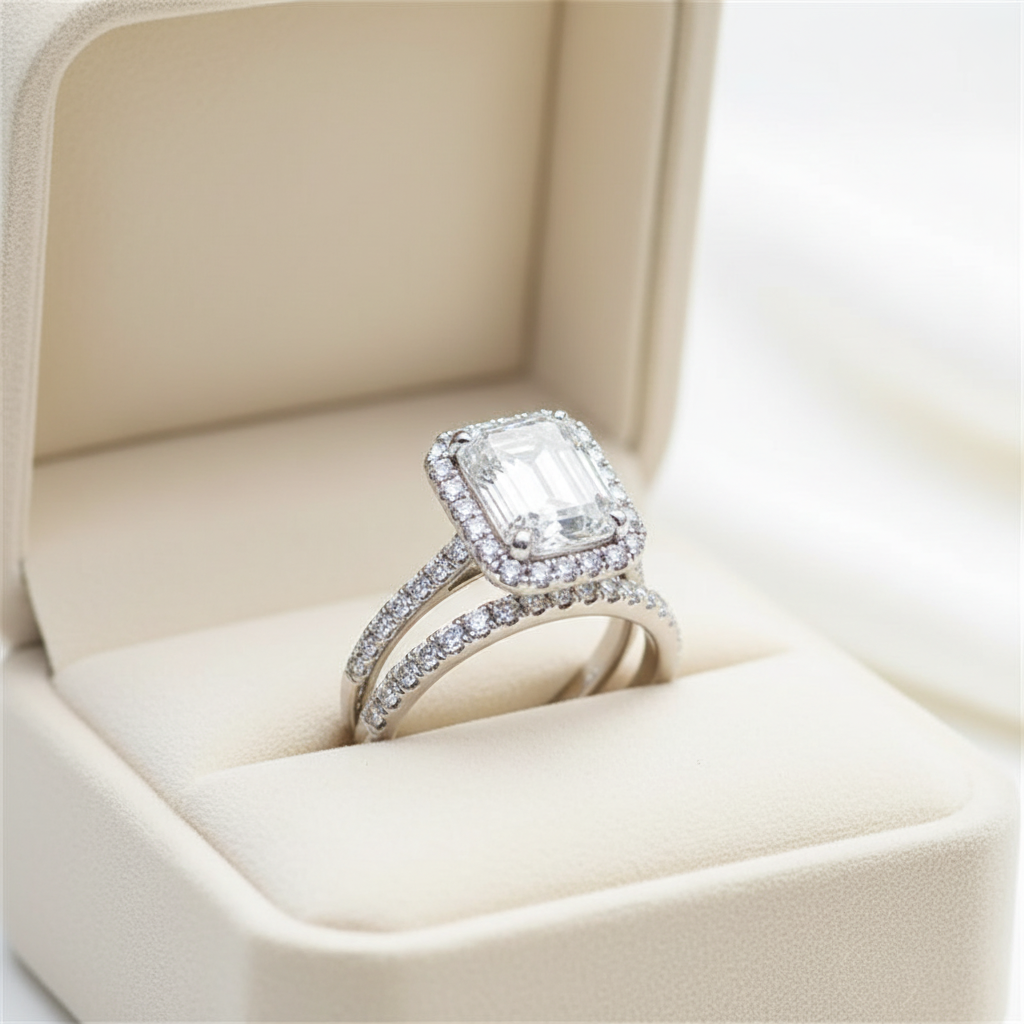 Women’s cubic zircon rings in a two piece metal set