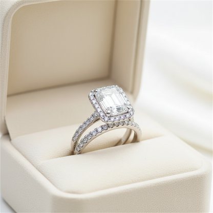 Women’s cubic zircon rings in a two piece metal set