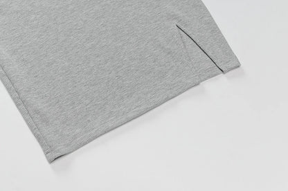 Breathable Knit Dress for Women with Short Sleeves and Subtle Slit