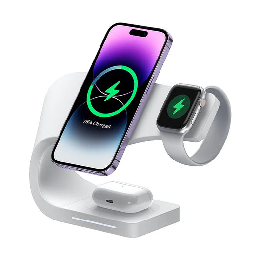 Wireless Magnetic Charging Stand 15W Fast Charge Phone Watch Earbuds