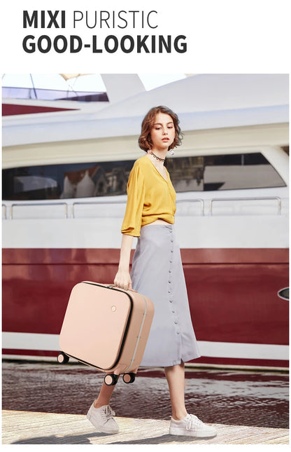Mixi New Patent Design Carry On Suitcase Women 18 Inch Rolling Luggage Men Polycarbonate Aluminum Frame Elegant Noble
