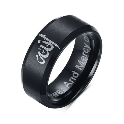 Bold Ring for Men with Stainless Steel Horus Cross Rhodium Plated 8mm