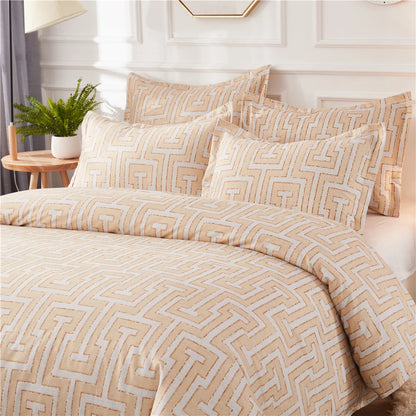 Geometric Pattern Duvet Cover Set for King and Queen Beds Gray