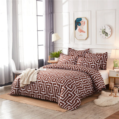 Geometric Pattern Duvet Cover Set for King and Queen Beds Gray