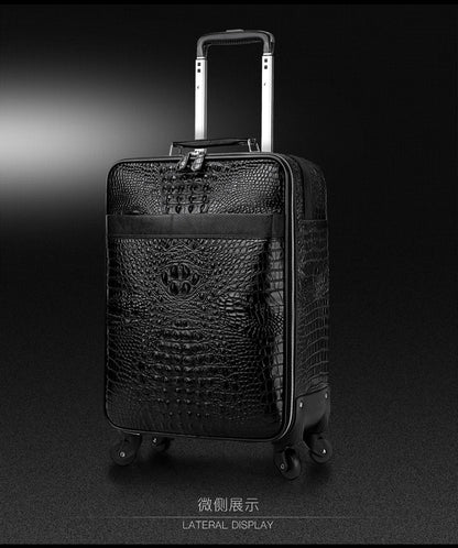 New Leather crocodile pattern travel luggage with handbag men head cowhide universal wheel suitcase 20 inch boarding case