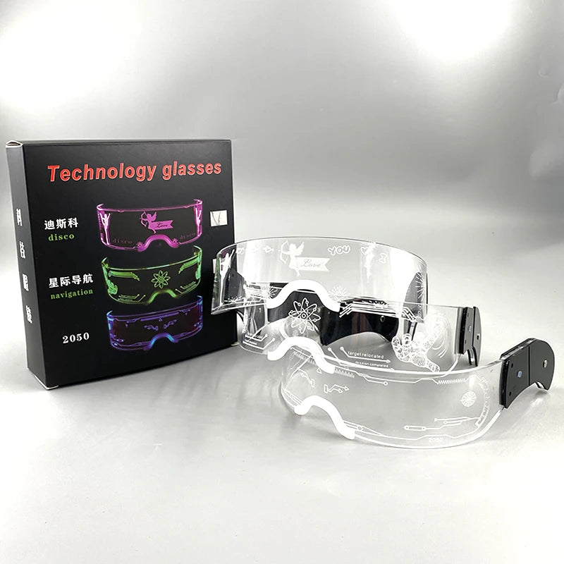 Gifts & Novelty LED festival glasses with crystal bead illumination and etched patterns