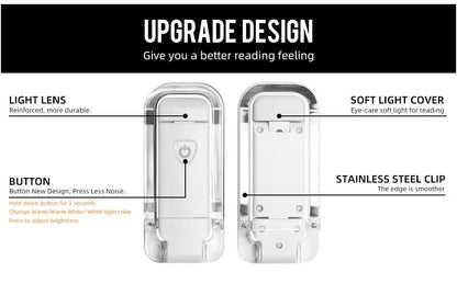 New LED Clip USB Rechargeable Book Reading Light Brightness Adjustable Eye Care Book Lamp Light Portable Bookmark Read Light