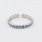Adjustable Ring with Blue Evil Eye Open Copper Gold Tone Zircon Accent