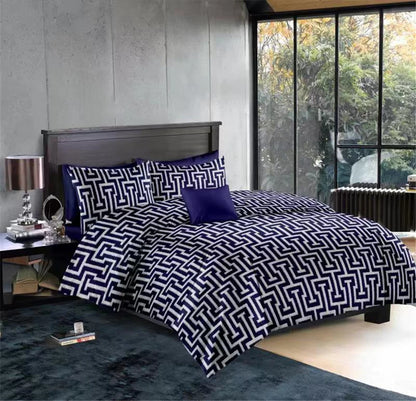 Geometric Pattern Duvet Cover Set for King and Queen Beds Gray