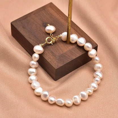 Natural Baroque Pearl Charm Bracelet for Women Party 18k Gold Plated Bracelets & Bangles Fine Jewelry
