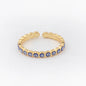 Adjustable Ring with Blue Evil Eye Open Copper Gold Tone Zircon Accent