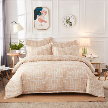 Geometric Pattern Duvet Cover Set for King and Queen Beds Gray