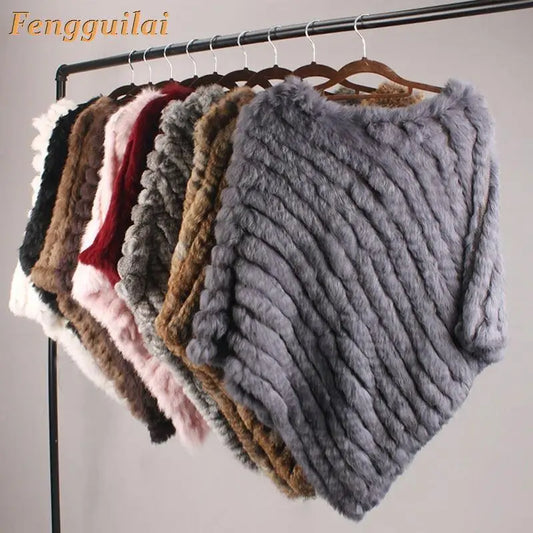Knitted Fur Poncho Vest Fashion Wrap Coat Shawl Coat