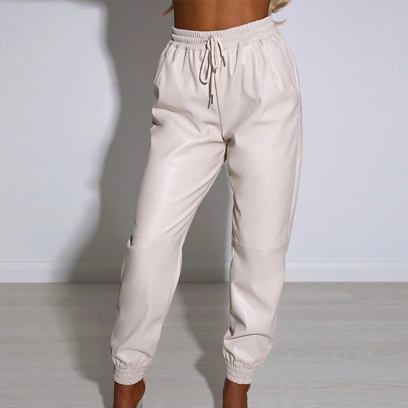 Sculpted PU Leather Pants With High Waist And Relaxed Harem Fit For Versatile Office To Evening Wear