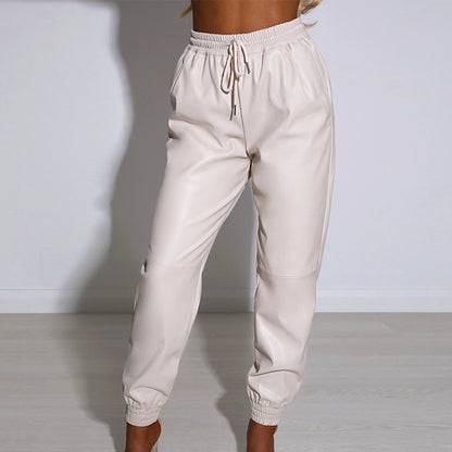 Sculpted PU Leather Pants With High Waist And Relaxed Harem Fit For Versatile Office To Evening Wear