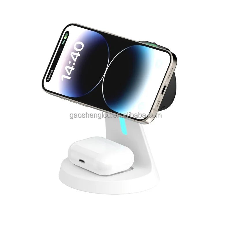 Foldable Magnetic Wireless Charger 20W Fast Charge Station For Smartphones And Smart Watches