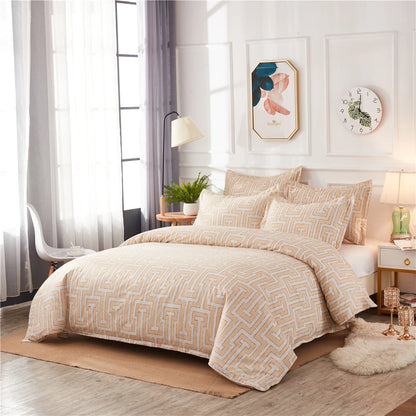 Geometric Pattern Duvet Cover Set for King and Queen Beds Gray