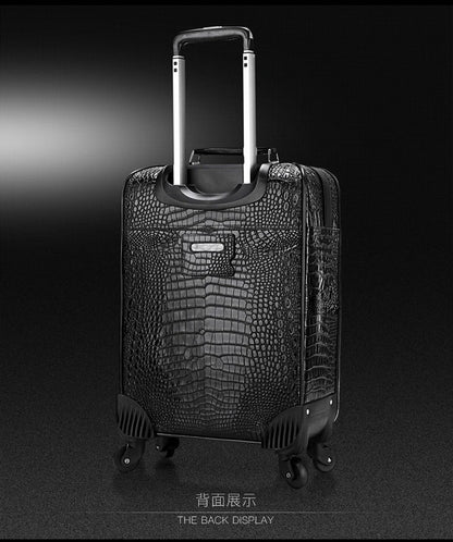 New Leather crocodile pattern travel luggage with handbag men head cowhide universal wheel suitcase 20 inch boarding case