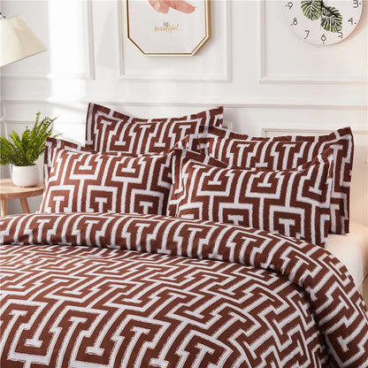 Geometric Pattern Duvet Cover Set for King and Queen Beds Gray
