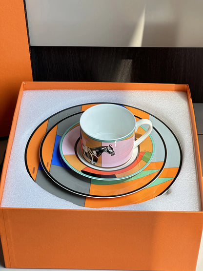 Nordic Dinnerware Set with Four-Piece Horse Pattern