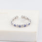 Adjustable Ring with Blue Evil Eye Open Copper Gold Tone Zircon Accent