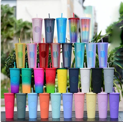 2026 Luxury Diamond Cold Cup Tumbler with Straw | Double Wall Iced Coffee Cup | Starbucks-Style Reusable Cup
